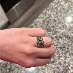 Elegant Hematite and Smokey Topaz Women's Ring